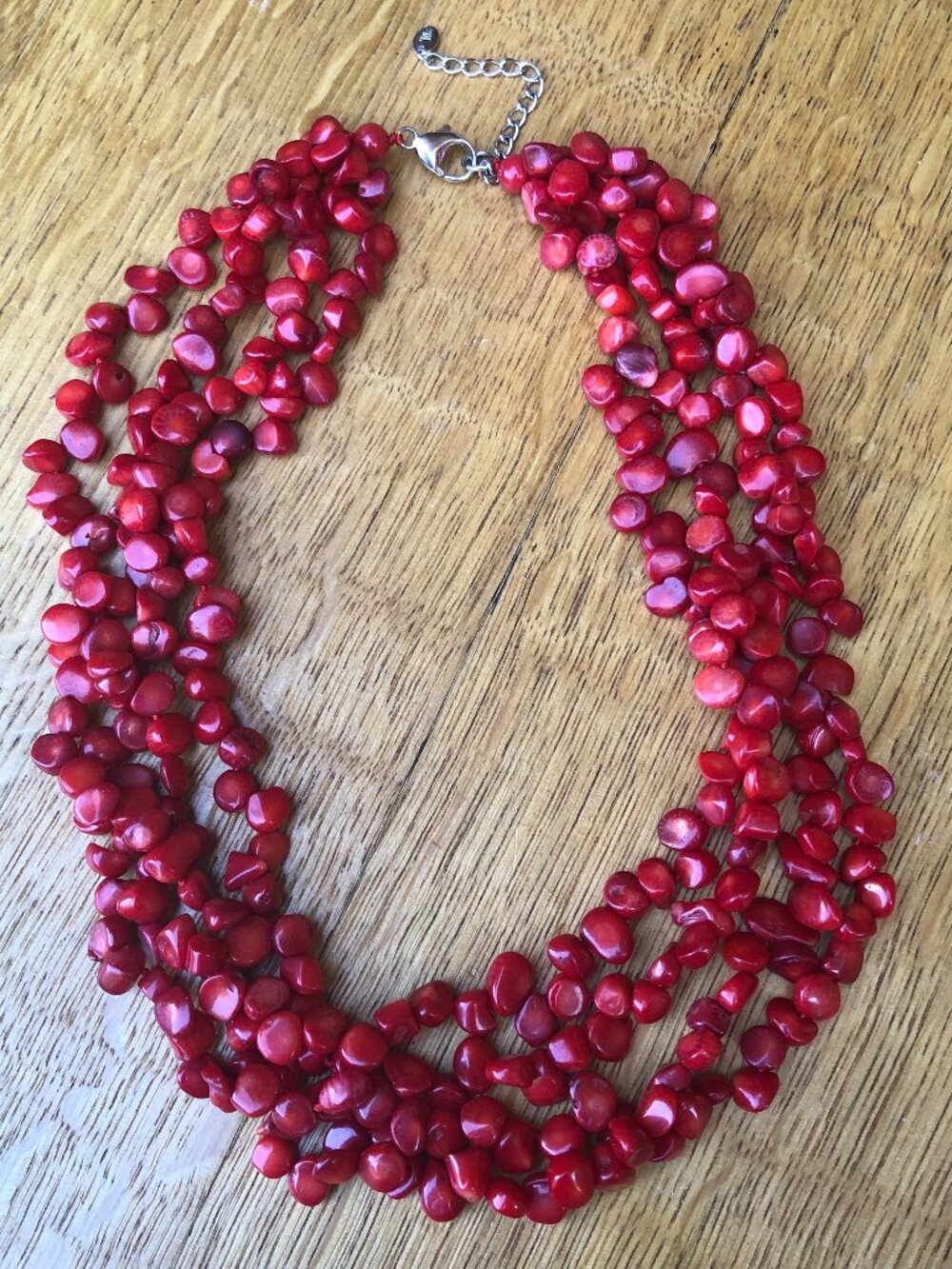 New Red Coral Multi-Strand Necklace - 18 inches